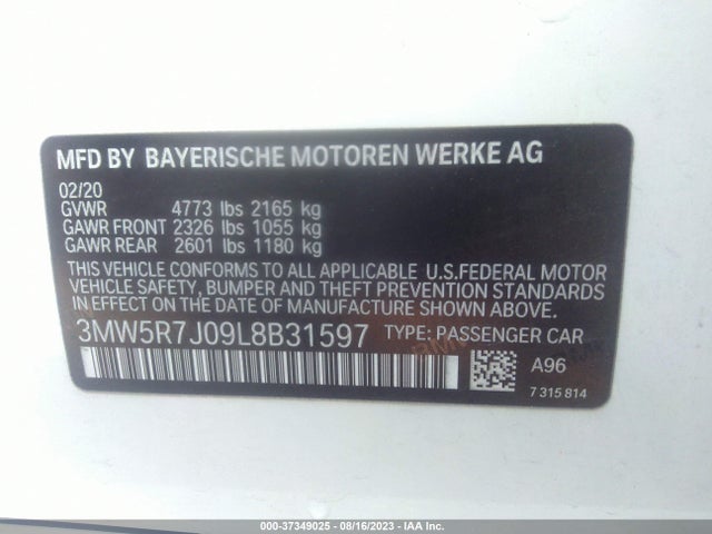BMW 3 Series 330i Xdrive 2020 аукцион фото