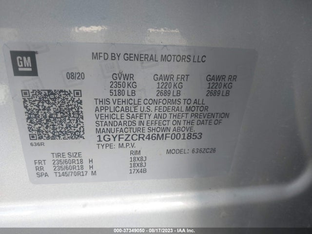 1GYFZCR46MF001853 Cadillac Xt4 Fwd Premium Luxury