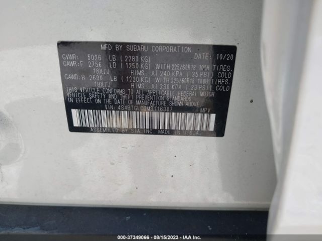 4S4BTGLD2M3116307 Subaru Outback Onyx Edition Xt