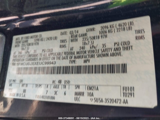 Ford Escape Titanium 2014 1FMCU0JXXEUC99943 Image 10