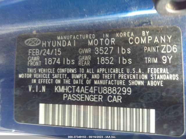Hyundai ACCENT GLS 2015 KMHCT4AE4FU888299 Image 15