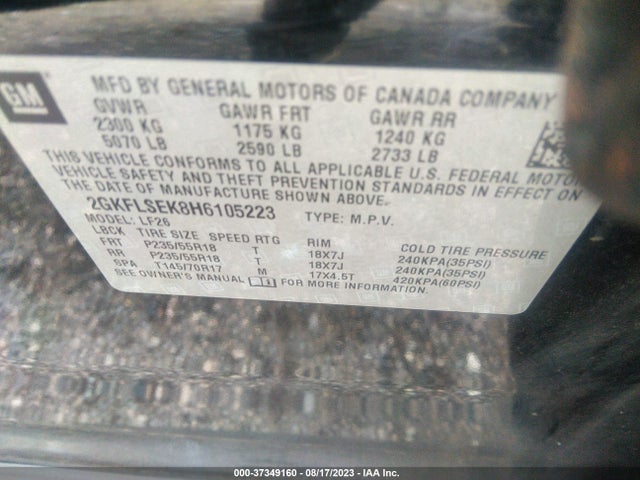 GMC Terrain Sle 2017 2GKFLSEK8H6105223 Image 9