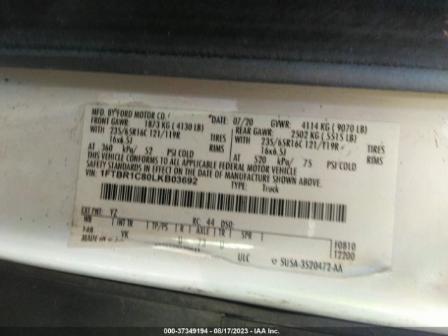 1FTBR1C80LKB03692 Ford TRANSIT CARGO VAN