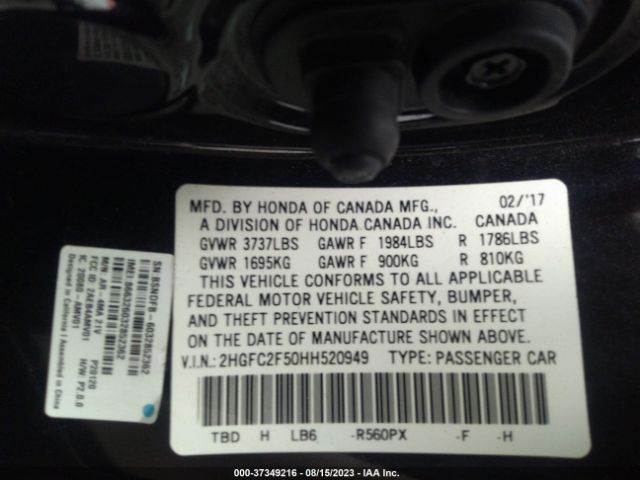2HGFC2F50HH520949 Honda Civic Sedan Lx