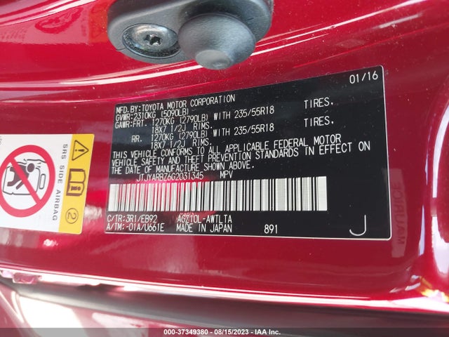 JTJYARBZ6G2031345 Lexus NX 200T