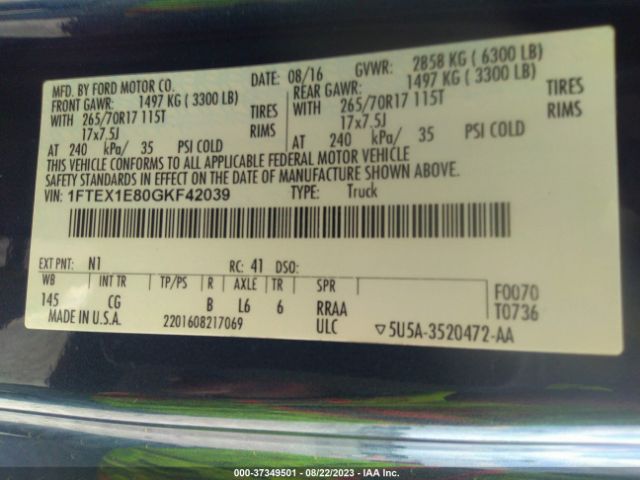 1FTEX1E80GKF42039 Ford F-150 Xlt/xl