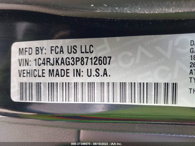 1C4RJKAG3P8712607 Jeep Grand Cherokee L Laredo