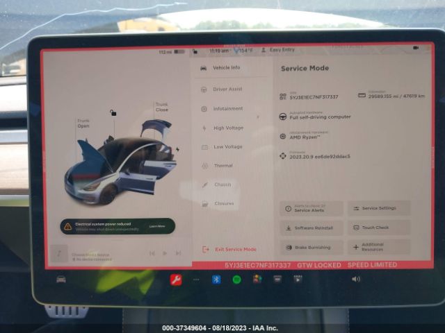 5YJ3E1EC7NF317337 Tesla Model 3 Performance