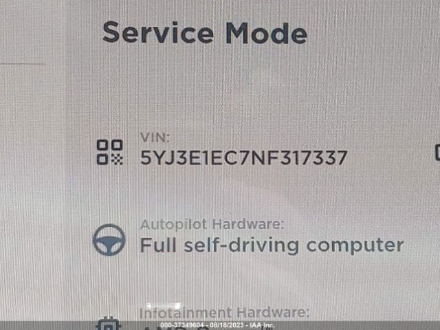 5YJ3E1EC7NF317337 Tesla Model 3 Performance