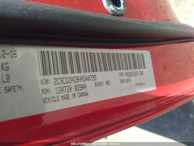 2C3CDZAG9HH540735 Dodge Challenger Sxt Plus
