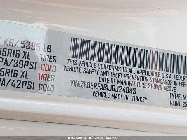 ZFBERFAB1J6J24083 RAM Promaster City Tradesman