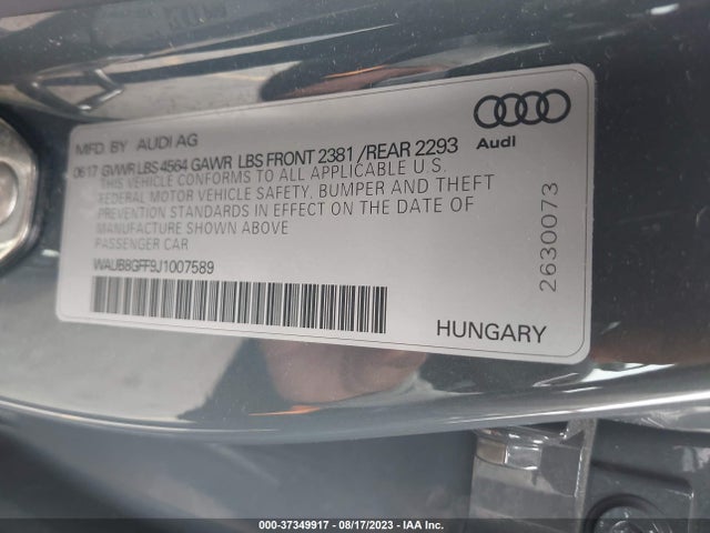 WAUB8GFF9J1007589 Audi A3 Sedan Premium/tech Premium