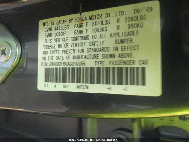 37349945 :رقم المزاد ، JH4CU2F60AC010356 vin ، 2010 Acura Tsx مزاد بيع