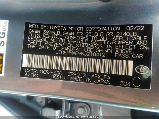 Toyota COROLLA LE 2022 JTDEPMAE9NJ218412 Image 9