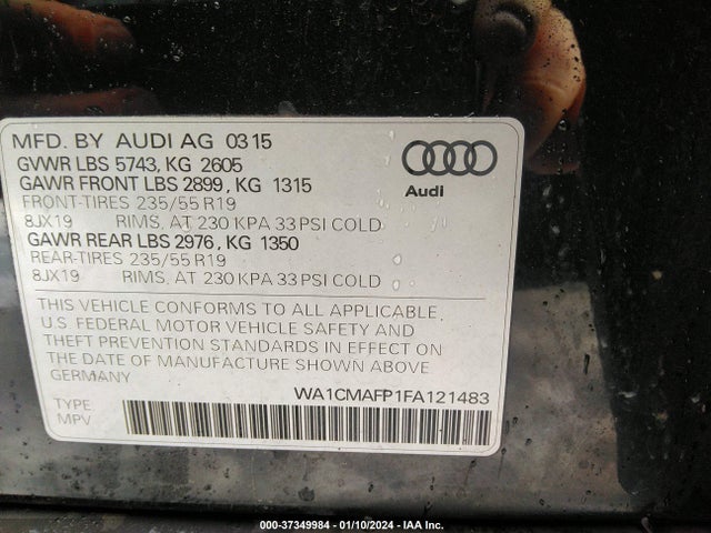 WA1CMAFP1FA121483 Audi Q5 3.0 Tdi Premium Plus