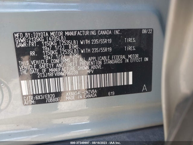 Toyota Rav4 Adventure 2022 2T3J1RFV8NW296039 Image 9