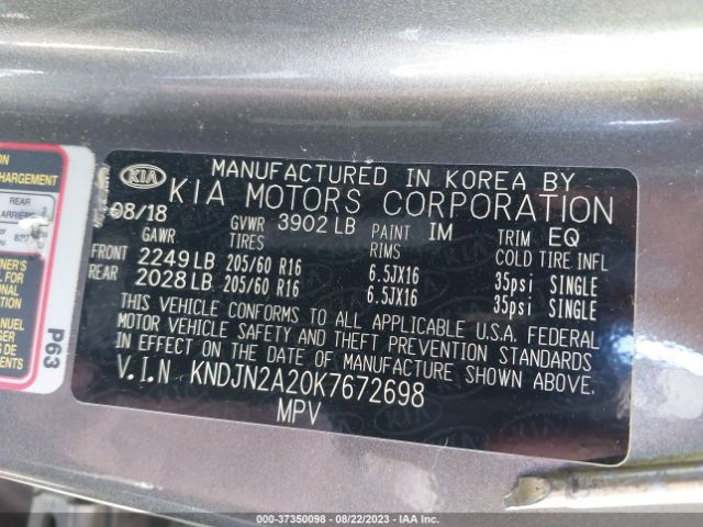 KNDJN2A20K7672698 KIA Soul Base