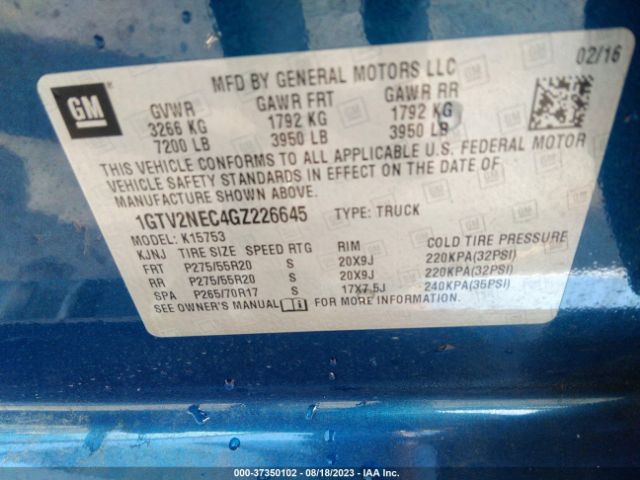 1GTV2NEC4GZ226645 GMC Sierra 1500 Slt