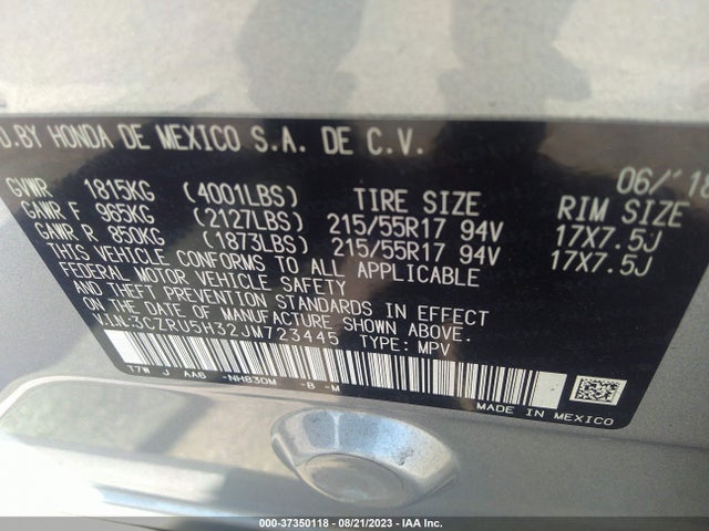 Honda HR-V LX 2018 3CZRU5H32JM723445 Image 15