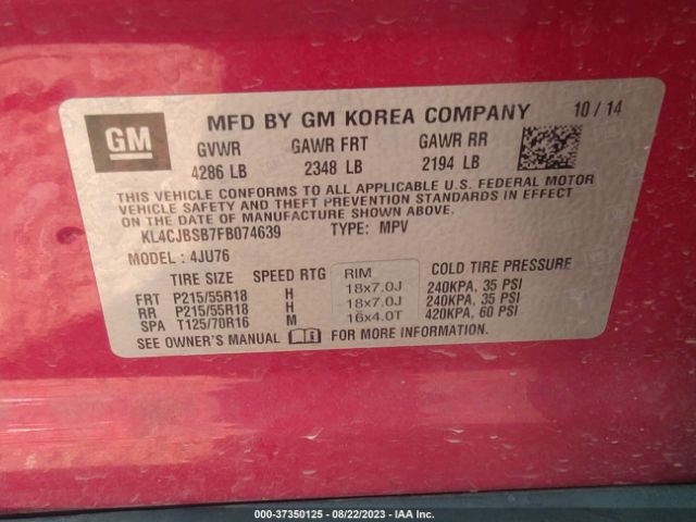KL4CJBSB7FB074639 Buick Encore Convenience