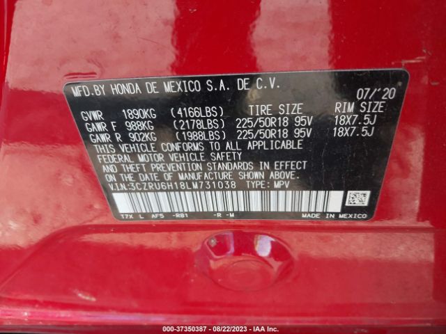 3CZRU6H18LM731038 Honda HR-V SPORT