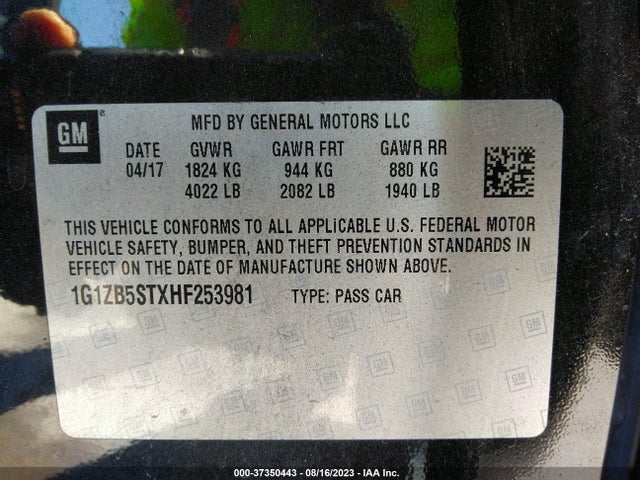 Chevrolet MALIBU LS 2017 1G1ZB5STXHF253981 Image 9
