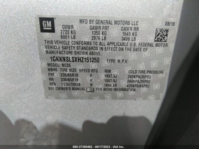 1GKKNSLSXHZ151250 GMC ACADIA SLE