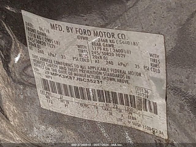 2FMPK3K87JBC35231 Ford Edge Titanium