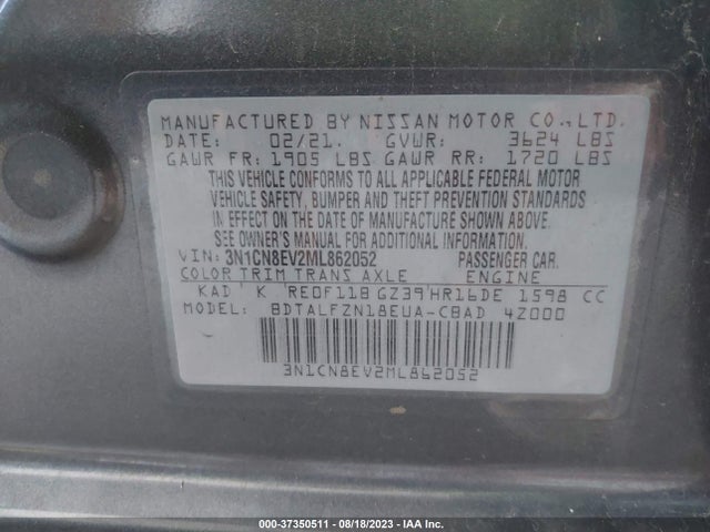 Nissan VERSA SV 2021 3N1CN8EV2ML862052 Image 15
