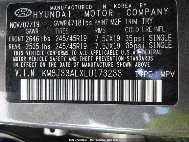 KM8J33ALXLU173233 Hyundai Tucson Sport