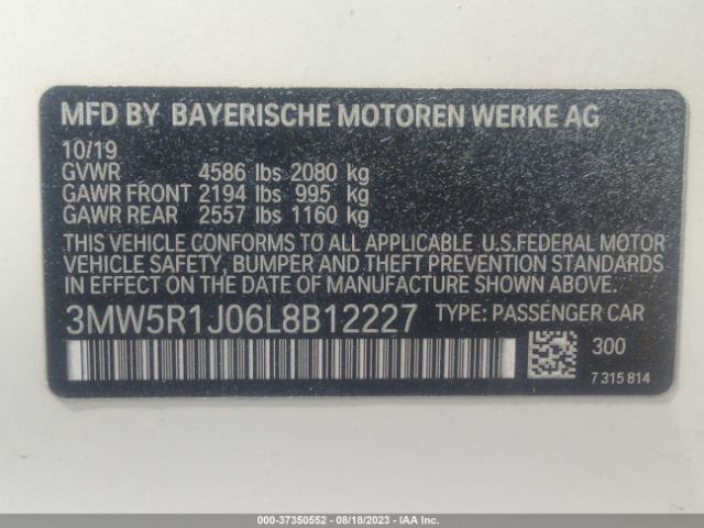 3MW5R1J06L8B12227 BMW 3 Series 330i