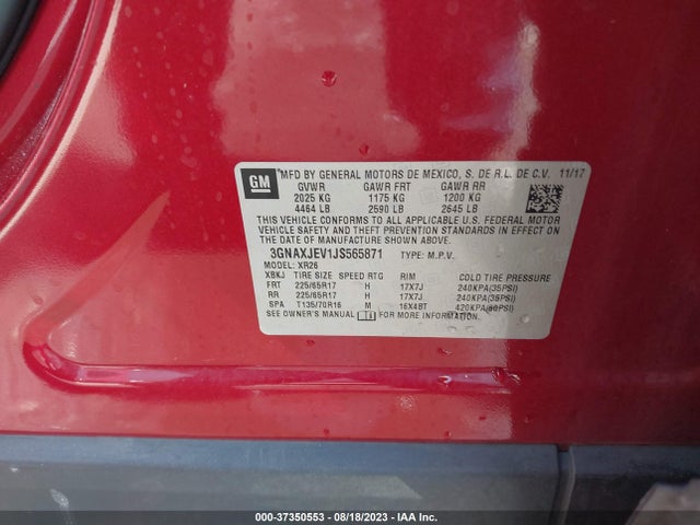 Chevrolet EQUINOX LT 2018 3GNAXJEV1JS565871 Image 9