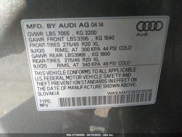 WA1LMAFE3ED019288 Audi Q7 3.0l Tdi Premium Plus