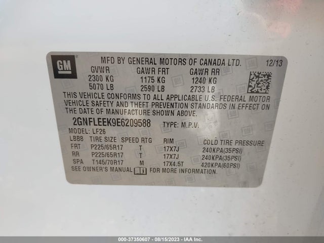 Chevrolet EQUINOX LS 2014 2GNFLEEK9E6209588 Image 9
