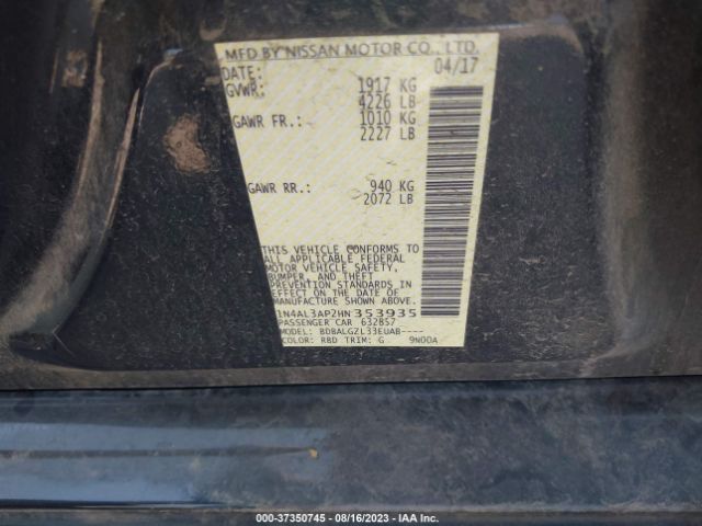 1N4AL3AP2HN353935 Nissan Altima 2.5 S