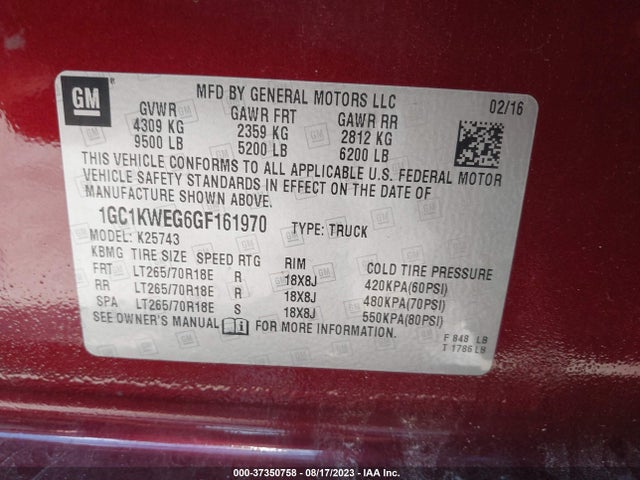 Chevrolet Silverado 2500hd Ltz 2016 1GC1KWEG6GF161970 Image 9