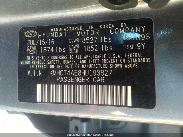 Hyundai ACCENT SE 2017 KMHCT4AE8HU193827 Image 9