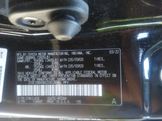 Toyota Highlander Platinum 2022 5TDFZRBH0NS208326 Image 9