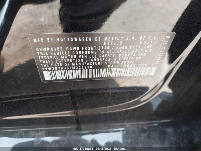 3VW2B7AJ5JM222998 Volkswagen Jetta 1.4t S
