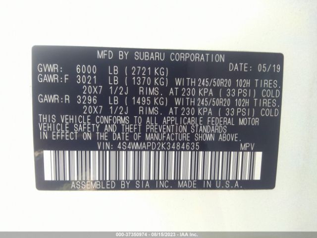4S4WMAPD2K3484635 Subaru Ascent Limited