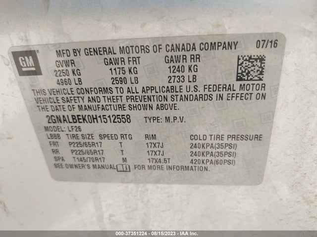 Chevrolet EQUINOX LS 2017 2GNALBEK0H1512558 Image 15