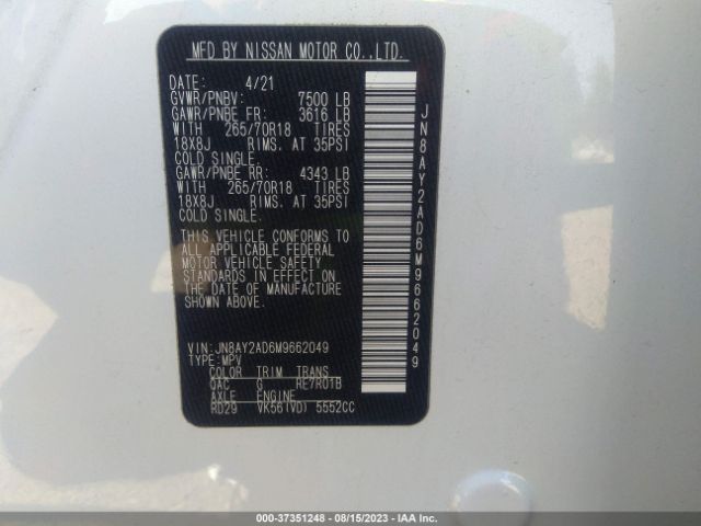 JN8AY2AD6M9662049 Nissan ARMADA SV