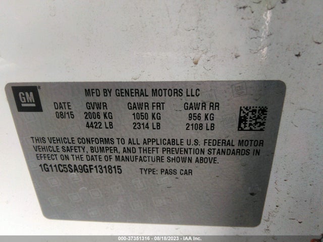 Chevrolet Malibu Limited Lt 2016 1G11C5SA9GF131815 Image 9