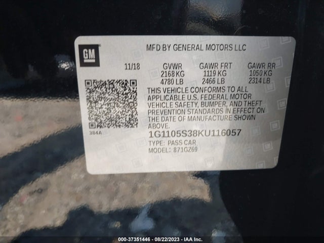 Chevrolet Impala Premier 2019 1G1105S38KU116057 Image 9
