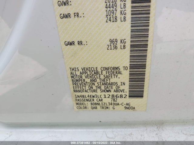 2020 NISSAN ALTIMA 2.5 SL VIN: 1N4BL4EW3LC128682