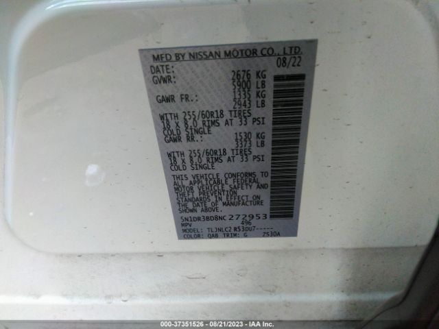 5N1DR3BD8NC272953 Nissan Pathfinder Sv