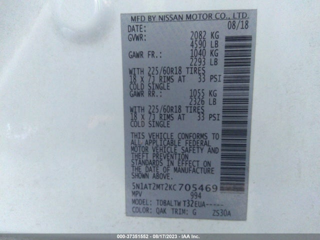 Nissan ROGUE SV 2019 5N1AT2MT2KC705469 Image 15