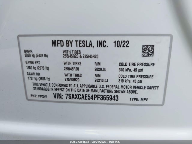 Tesla MODEL X 2023 7SAXCAE54PF365943 Image 17