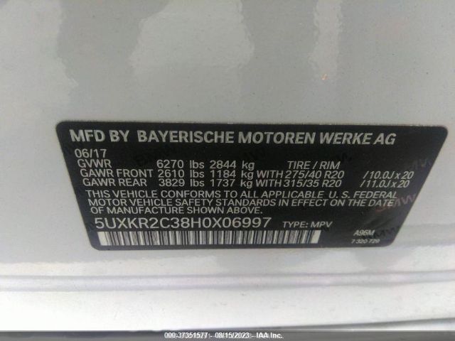 5UXKR2C38H0X06997 BMW X5 Sdrive35i