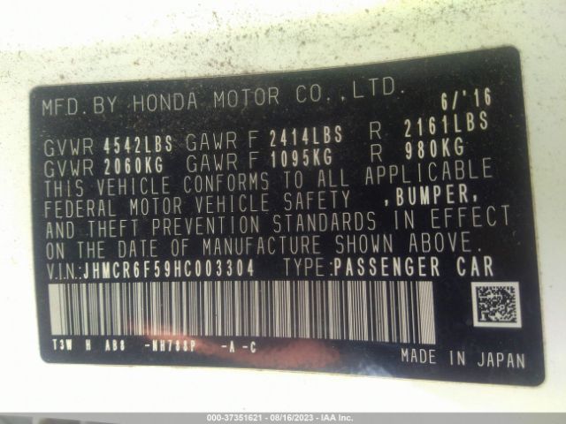 JHMCR6F59HC003304 Honda Accord Hybrid Ex-l